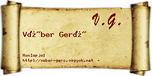 Véber Gerő névjegykártya